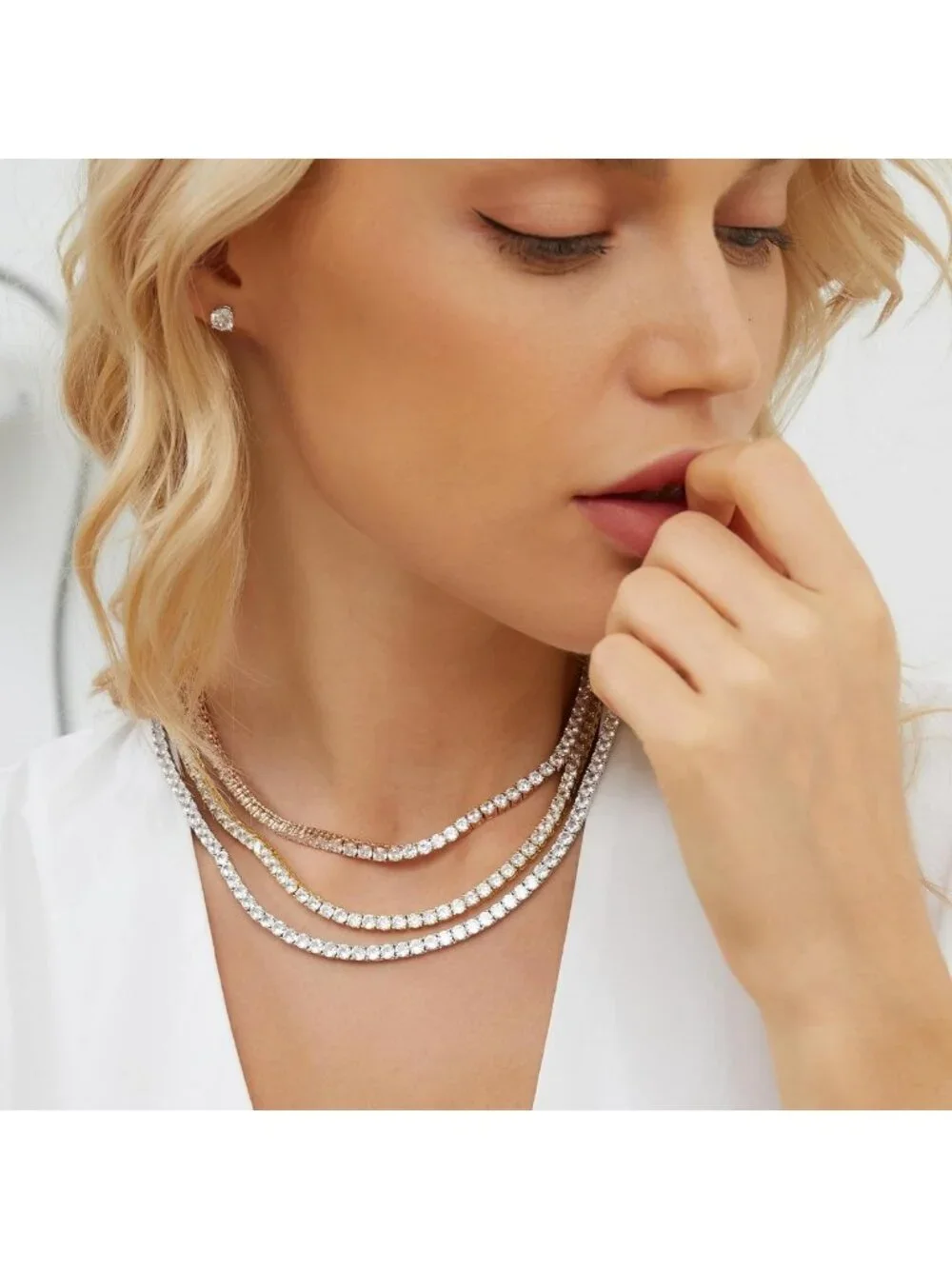Classic 4mm CZ Tennis Necklace in 18K Gold Plated - Adjustable 16-24 Inches